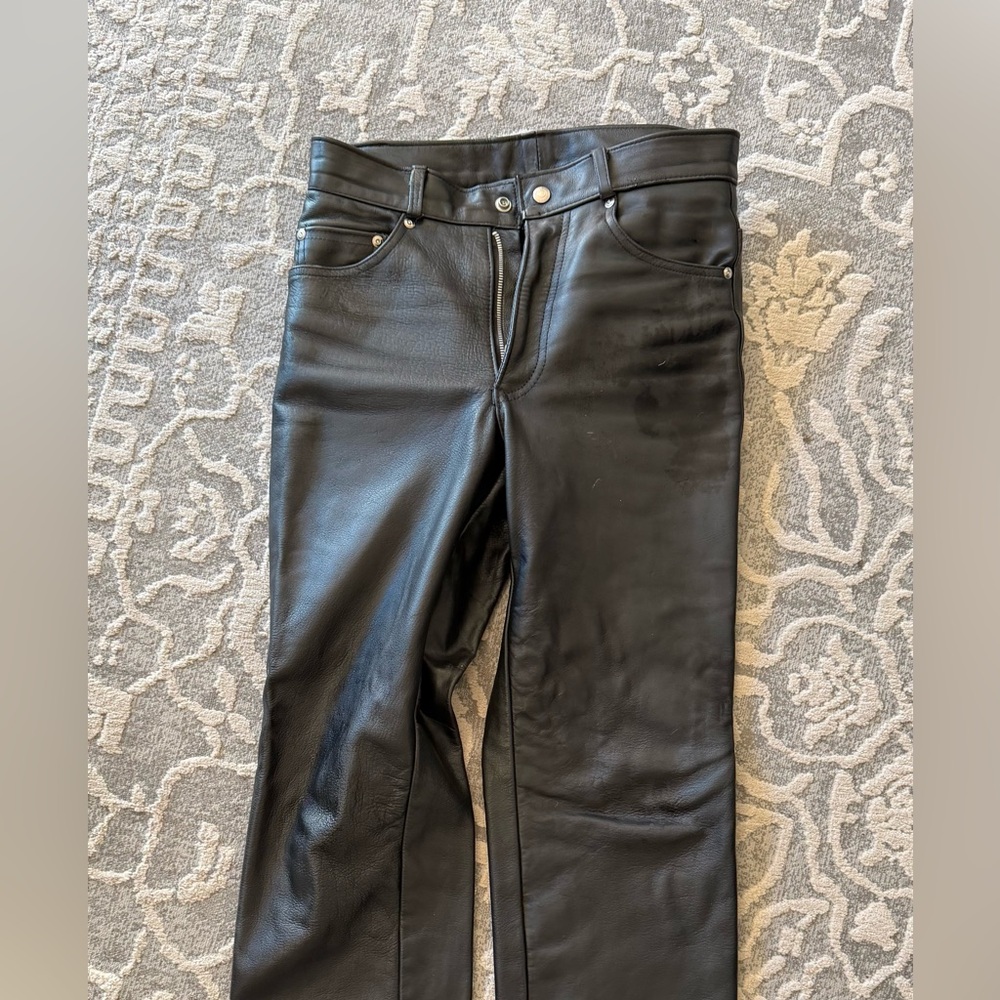 Schott NYC VINTAGE Men’s Size 28 Black Leather Straight Leg Pants